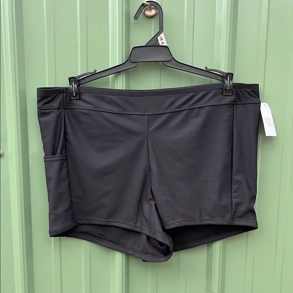 Women's Plus Swim Boyshorts with Pocket, Size 1X